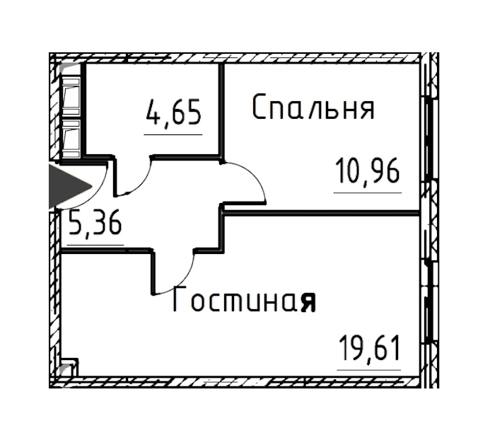 1-комнатная квартира 40.57 м², 21/24 эт., ЖК «Про.Молодость»