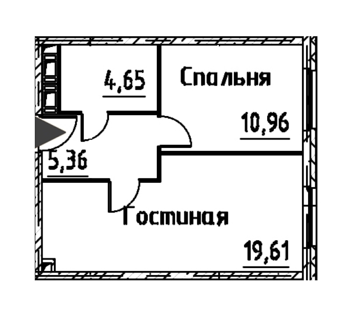 1-комнатная квартира 40.57 м², 22/24 эт., ЖК «Про.Молодость»