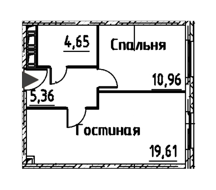 1-комнатная квартира 40.57 м², 23/24 эт., ЖК «Про.Молодость»