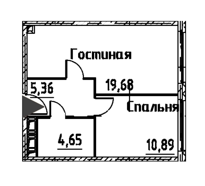 1-комнатная квартира 40.57 м², 22/24 эт., ЖК «Про.Молодость»