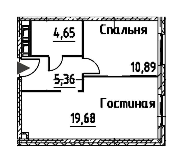 1-комнатная квартира 40.58 м², 23/24 эт., ЖК «Про.Молодость»