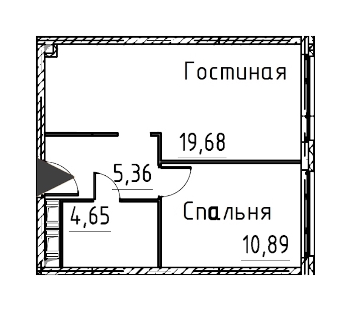 1-комнатная квартира 40.57 м², 21/24 эт., ЖК «Про.Молодость»
