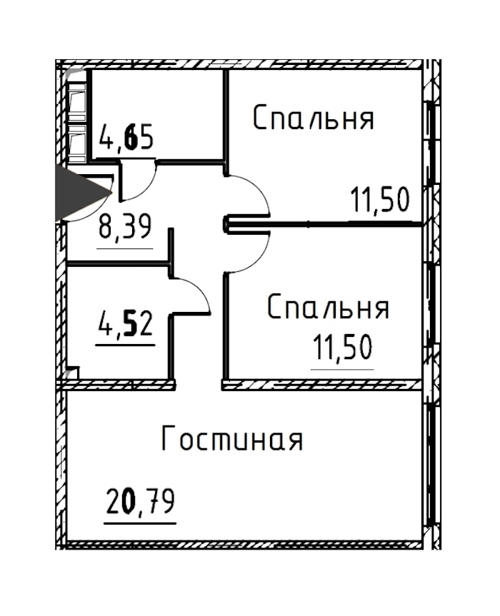 2-комнатная квартира 61.34 м², 21/24 эт., ЖК «Про.Молодость»