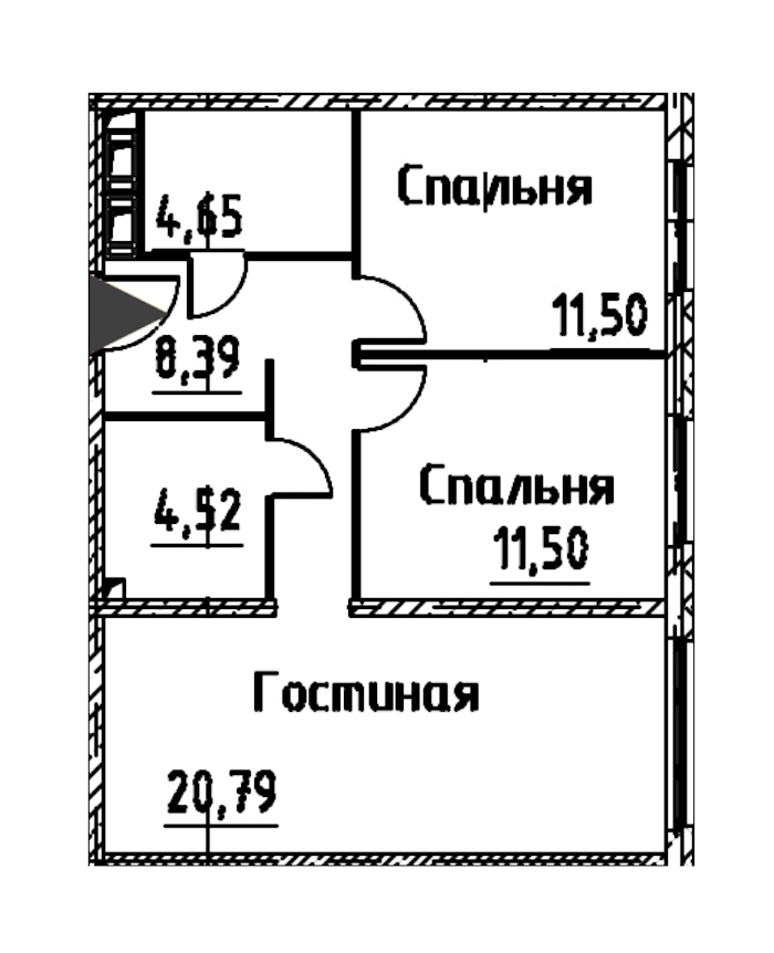 2-комнатная квартира 61.34 м², 22/24 эт., ЖК «Про.Молодость»