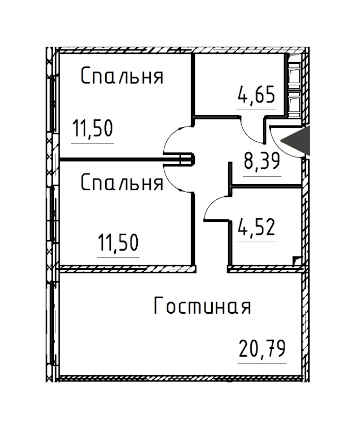 2-комнатная квартира 61.34 м², 21/24 эт., ЖК «Про.Молодость»