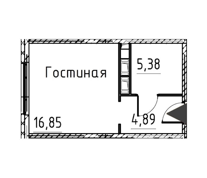 Квартира студия 27.12 м², 21/24 эт., ЖК «Про.Молодость»