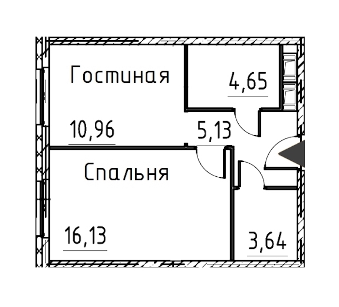 1-комнатная квартира 40.5 м², 21/24 эт., ЖК «Про.Молодость»