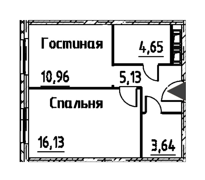 1-комнатная квартира 40.5 м², 22/24 эт., ЖК «Про.Молодость»