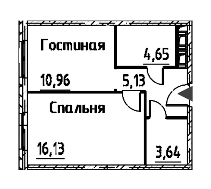 1-комнатная квартира 40.5 м², 24/24 эт., ЖК «Про.Молодость»