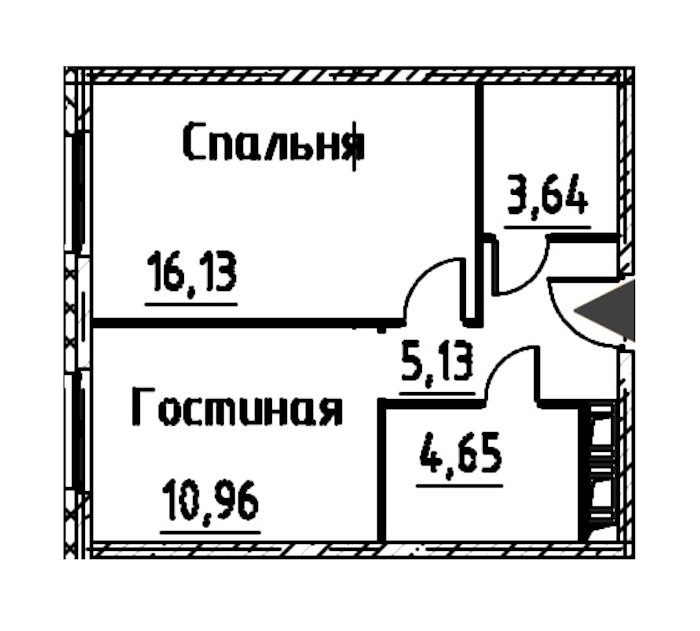 1-комнатная квартира 40.5 м², 22/24 эт., ЖК «Про.Молодость»