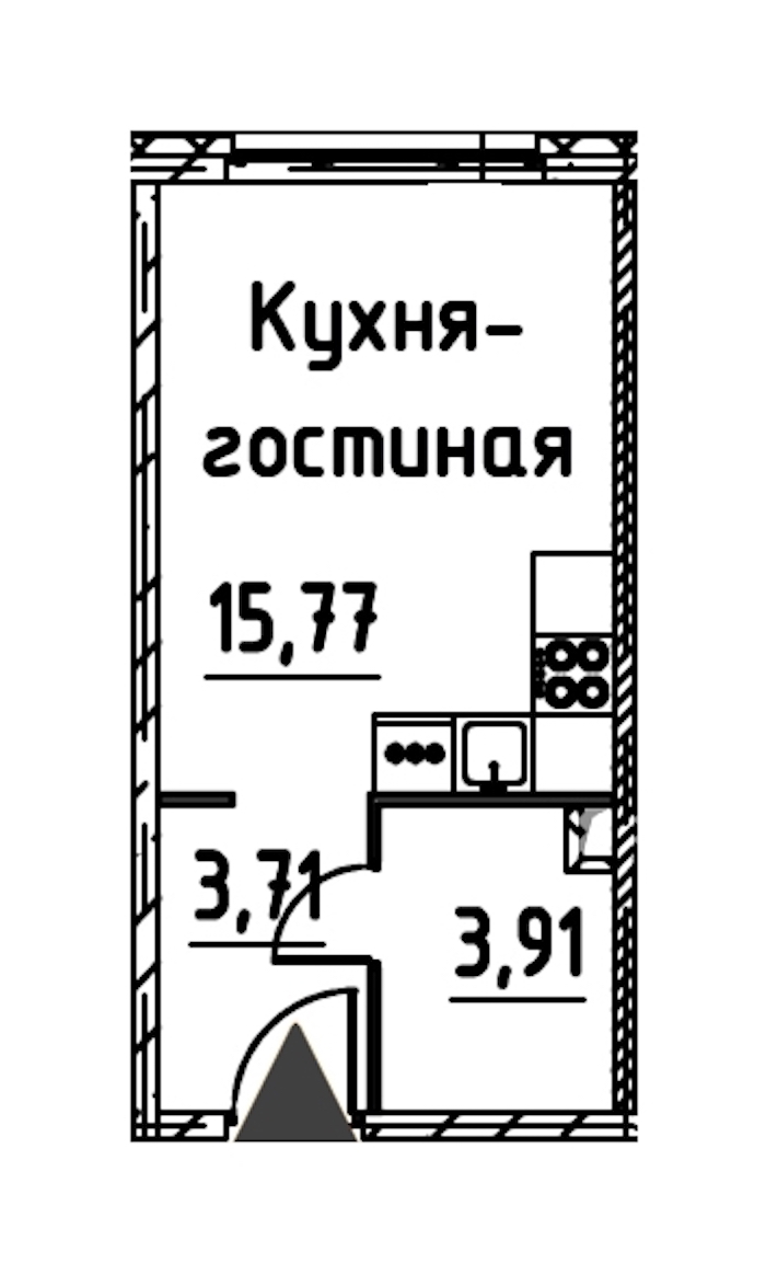 Квартира студия 23.01 м², 7/24 эт., ЖК «Про.Молодость»