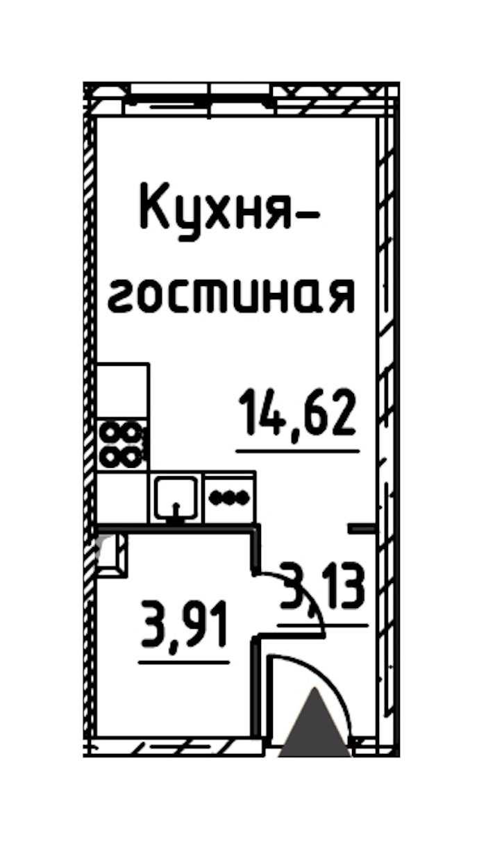 Квартира студия 20.98 м², 20/24 эт., ЖК «Про.Молодость»