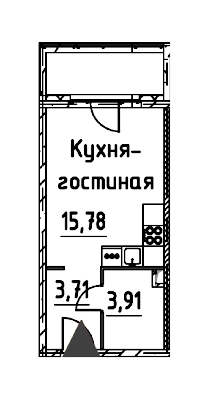 Квартира студия 22.71 м², 19/24 эт., ЖК «Про.Молодость»