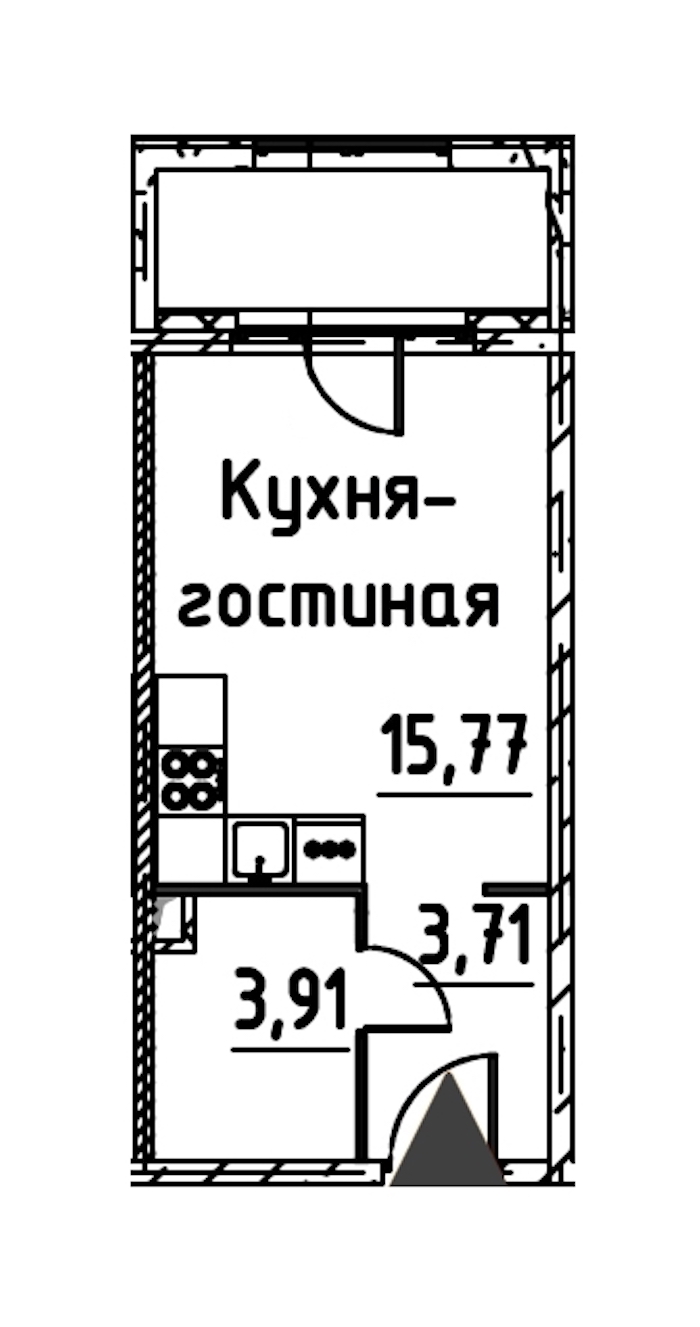 Квартира студия 22.7 м², 19/24 эт., ЖК «Про.Молодость»