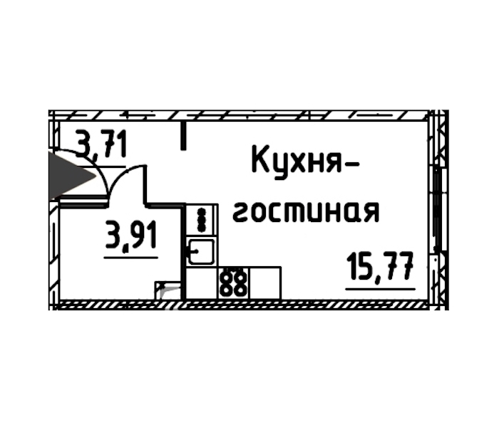 Квартира студия 22.71 м², 18/24 эт., ЖК «Про.Молодость»