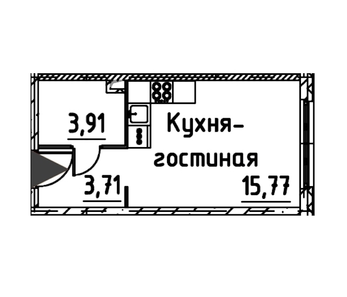 Квартира студия 23.02 м², 15/24 эт., ЖК «Про.Молодость»