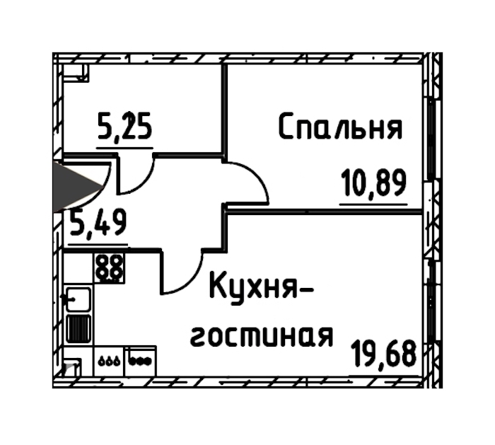 1-комнатная квартира 40.57 м², 20/24 эт., ЖК «Про.Молодость»