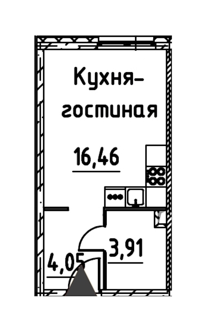 Квартира студия 24.05 м², 9/24 эт., ЖК «Про.Молодость»