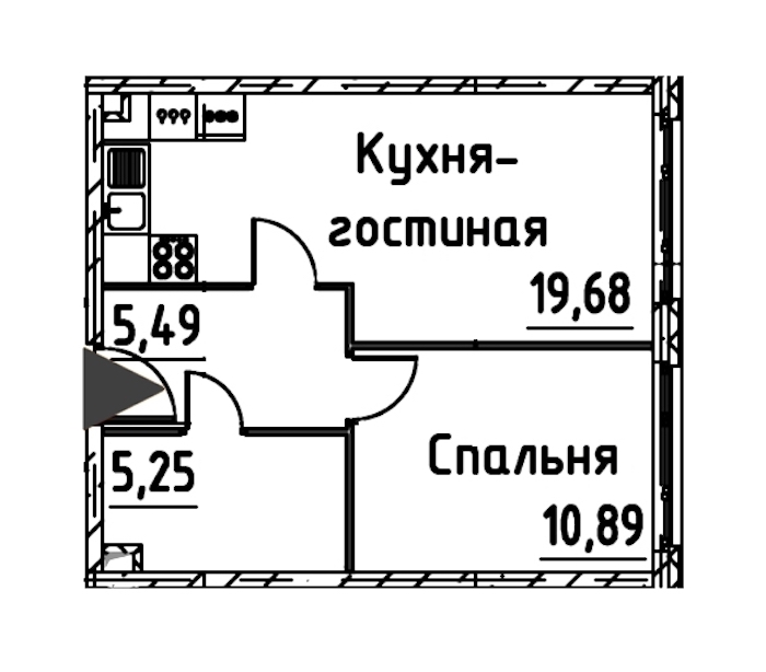 1-комнатная квартира 41.31 м², 2/24 эт., ЖК «Про.Молодость»