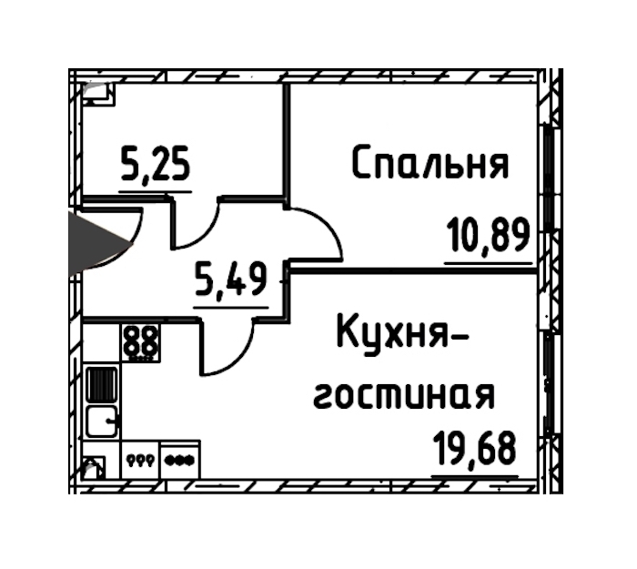 1-комнатная квартира 40.9 м², 9/24 эт., ЖК «Про.Молодость»
