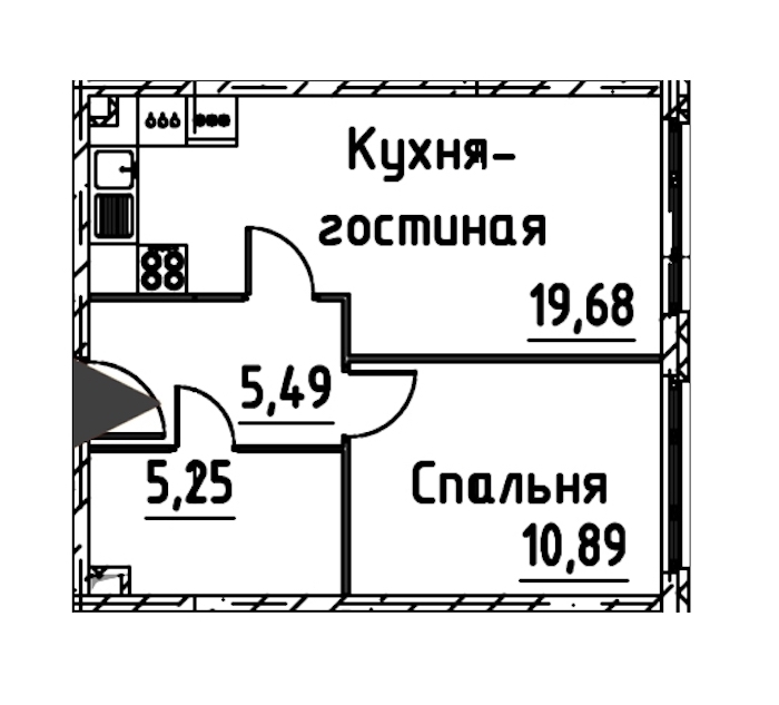 1-комнатная квартира 40.57 м², 20/24 эт., ЖК «Про.Молодость»