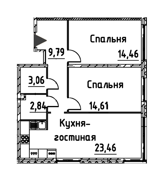 2-комнатная квартира 67.37 м², 19/24 эт., ЖК «Про.Молодость»