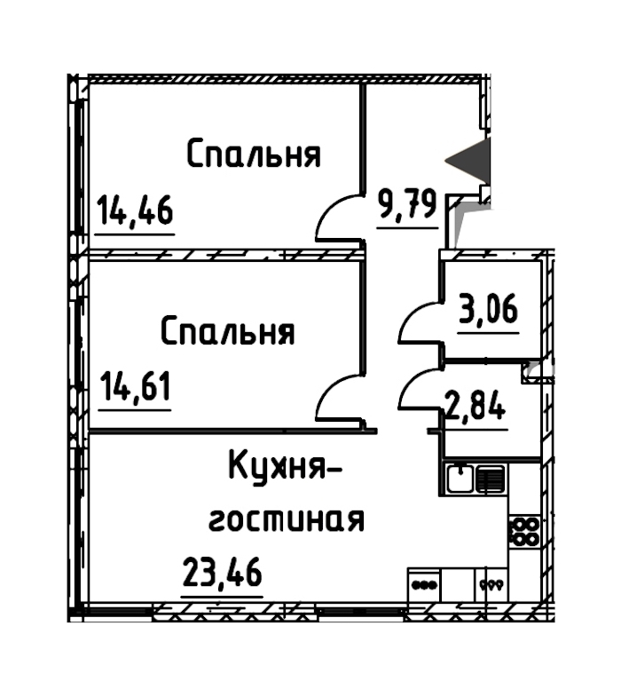 2-комнатная квартира 67.37 м², 18/24 эт., ЖК «Про.Молодость»