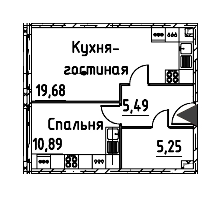 1-комнатная квартира 40.9 м², 7/24 эт., ЖК «Про.Молодость»