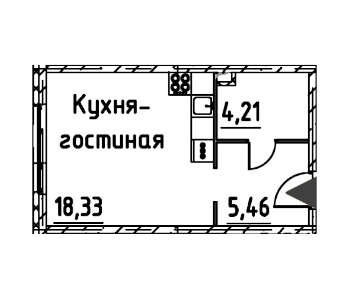 Квартира студия 27.69 м², 4/24 эт., ЖК «Про.Молодость»