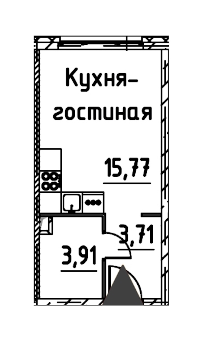 Квартира студия 23.01 м², 3/24 эт., ЖК «Про.Молодость»