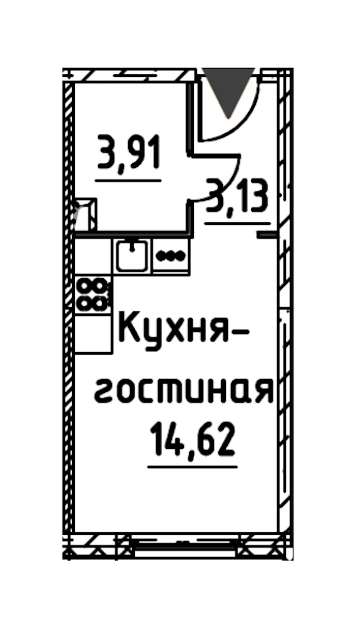 Квартира студия 23.17 м², 13/24 эт., ЖК «Про.Молодость»