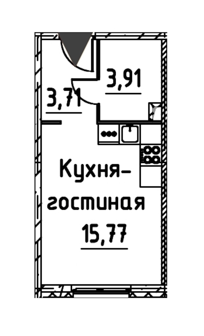 Квартира студия 22.7 м², 19/24 эт., ЖК «Про.Молодость»