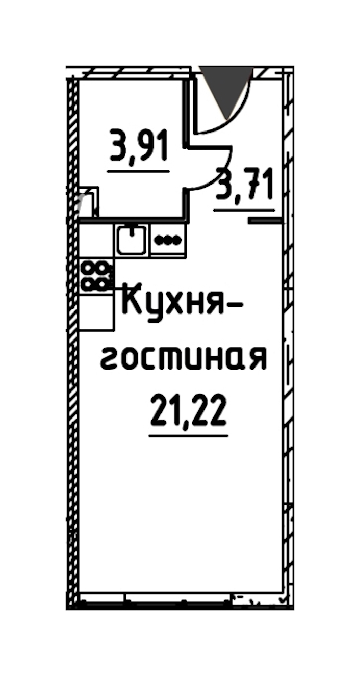 Квартира студия 28.46 м², 9/24 эт., ЖК «Про.Молодость»