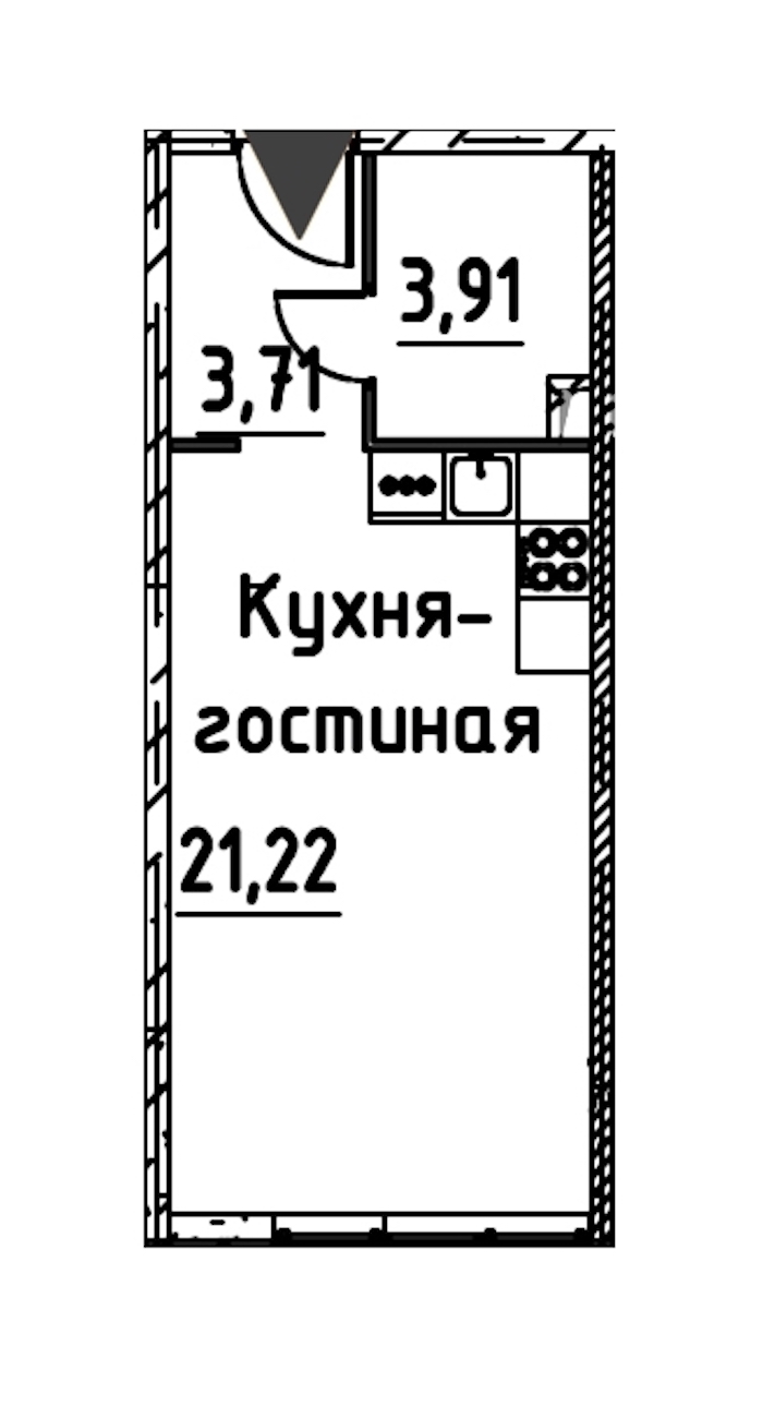 Квартира студия 28.46 м², 11/24 эт., ЖК «Про.Молодость»