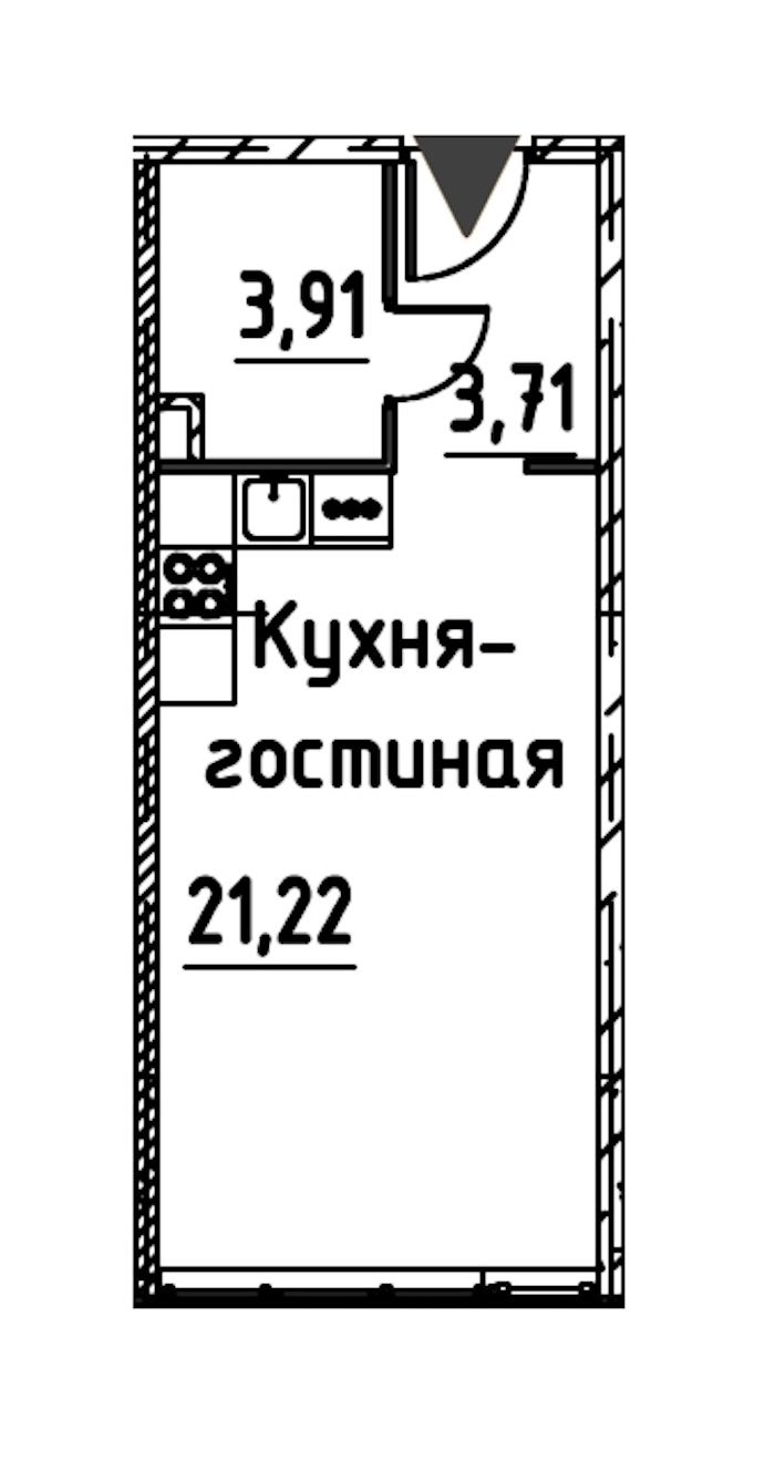 Квартира студия 28.46 м², 11/24 эт., ЖК «Про.Молодость»