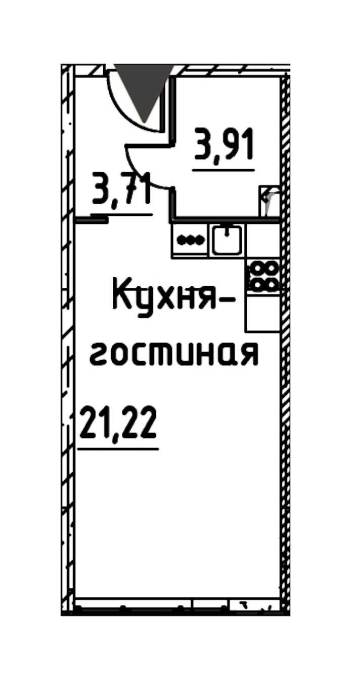 Квартира студия 28.46 м², 15/24 эт., ЖК «Про.Молодость»