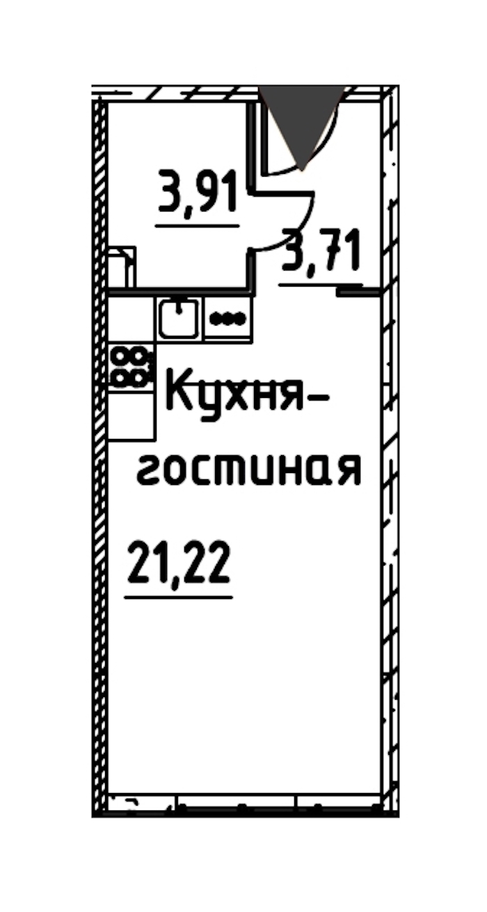 Квартира студия 28.84 м², 2/24 эт., ЖК «Про.Молодость»