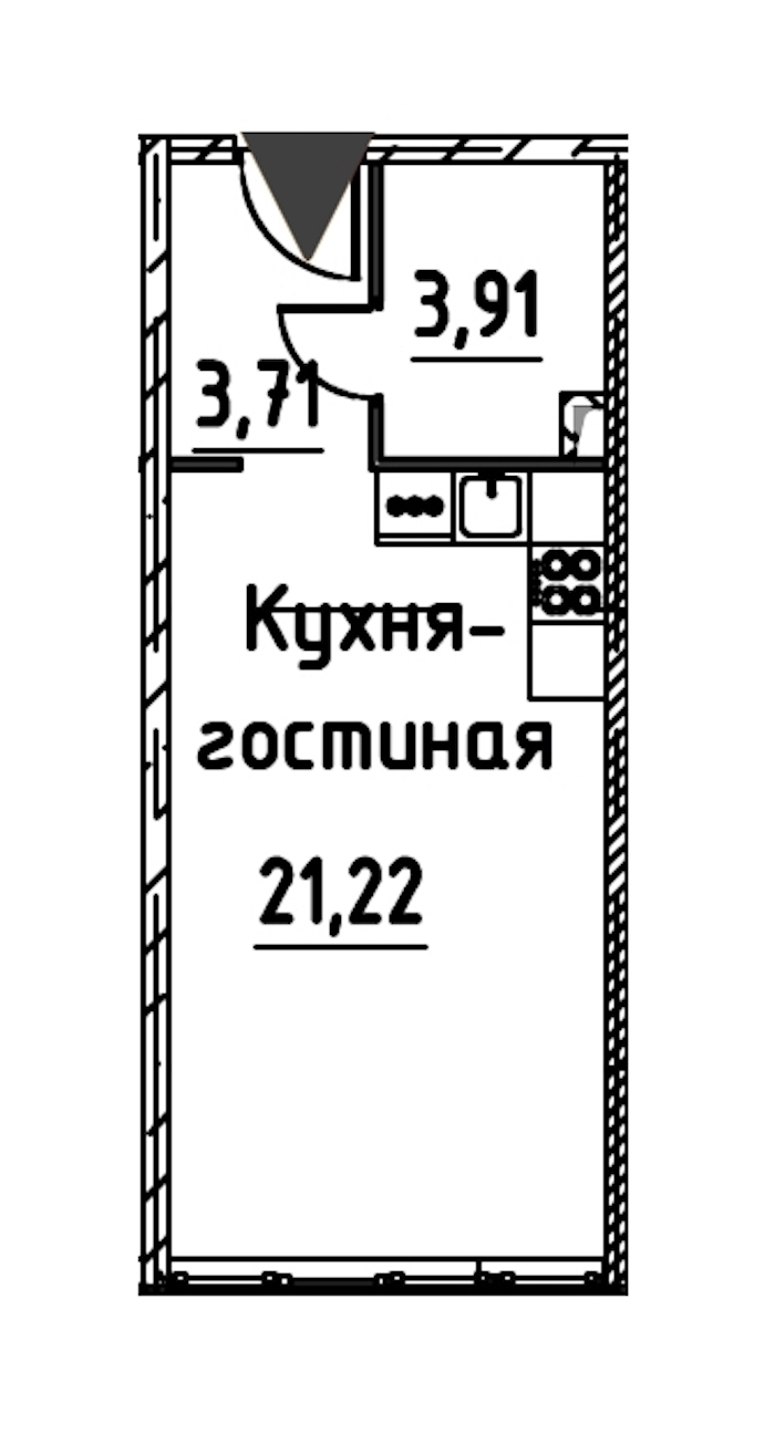 Квартира студия 28.46 м², 20/24 эт., ЖК «Про.Молодость»