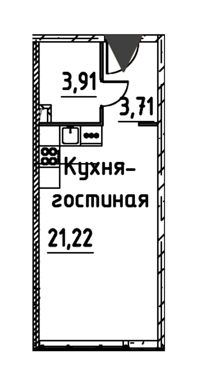 Квартира студия 28.46 м², 9/24 эт., ЖК «Про.Молодость»