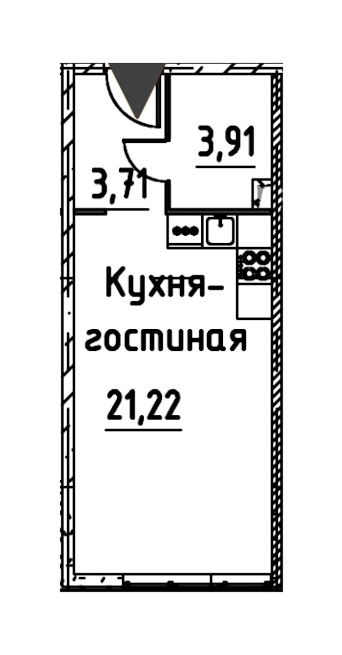Квартира студия 28.46 м², 6/24 эт., ЖК «Про.Молодость»