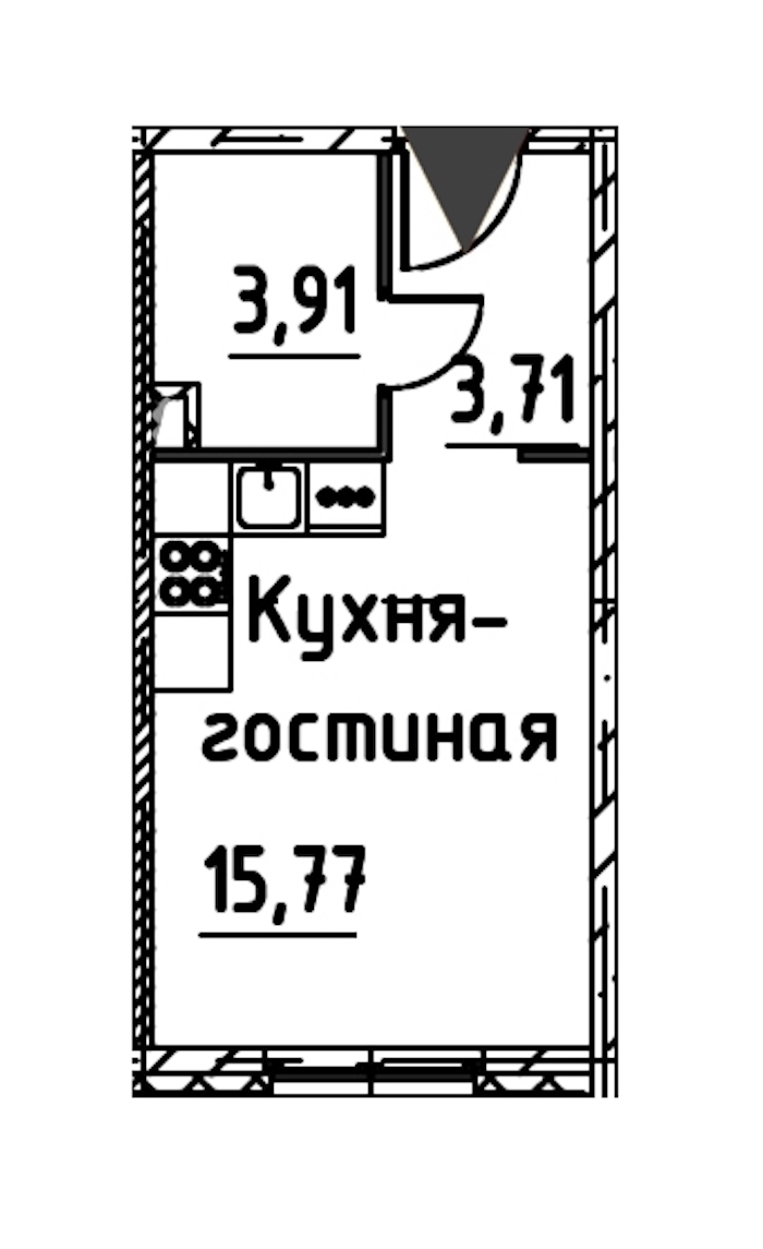 Квартира студия 23.7 м², 14/24 эт., ЖК «Про.Молодость»