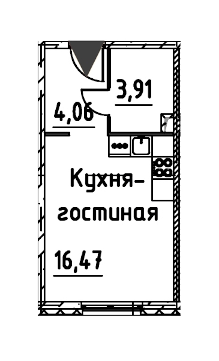 Квартира студия 23.7 м², 9/24 эт., ЖК «Про.Молодость»