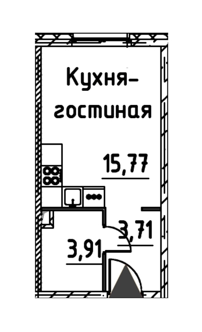 Квартира студия 22.7 м², 20/24 эт., ЖК «Про.Молодость»