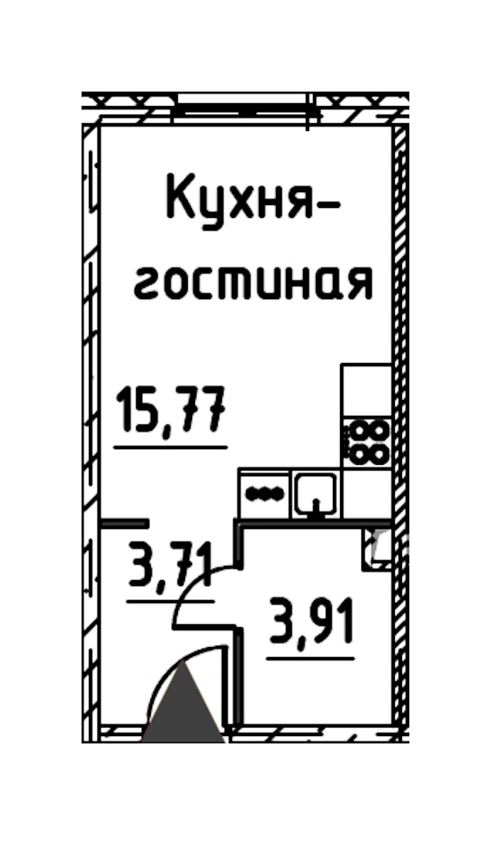 Квартира студия 23.01 м², 16/24 эт., ЖК «Про.Молодость»