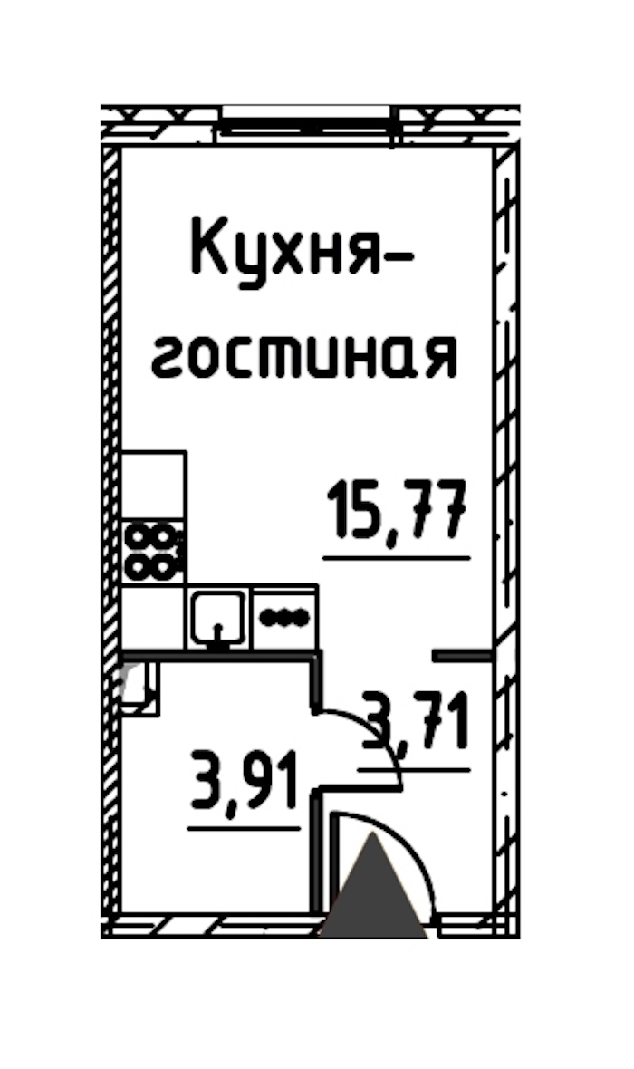 Квартира студия 23.01 м², 10/24 эт., ЖК «Про.Молодость»