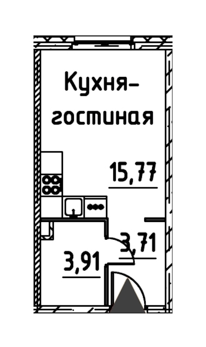 Квартира студия 23.01 м², 9/24 эт., ЖК «Про.Молодость»