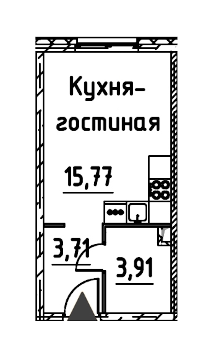 Квартира студия 23.01 м², 3/24 эт., ЖК «Про.Молодость»