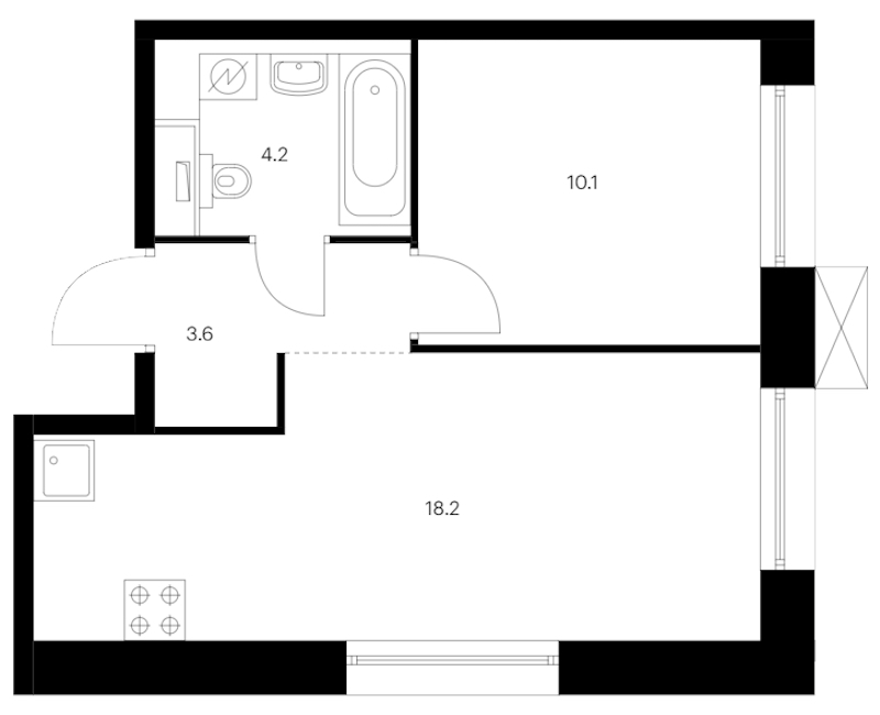 1-комнатная квартира 36.1 м², 2/14 эт., ЖК «Аэронавт»
