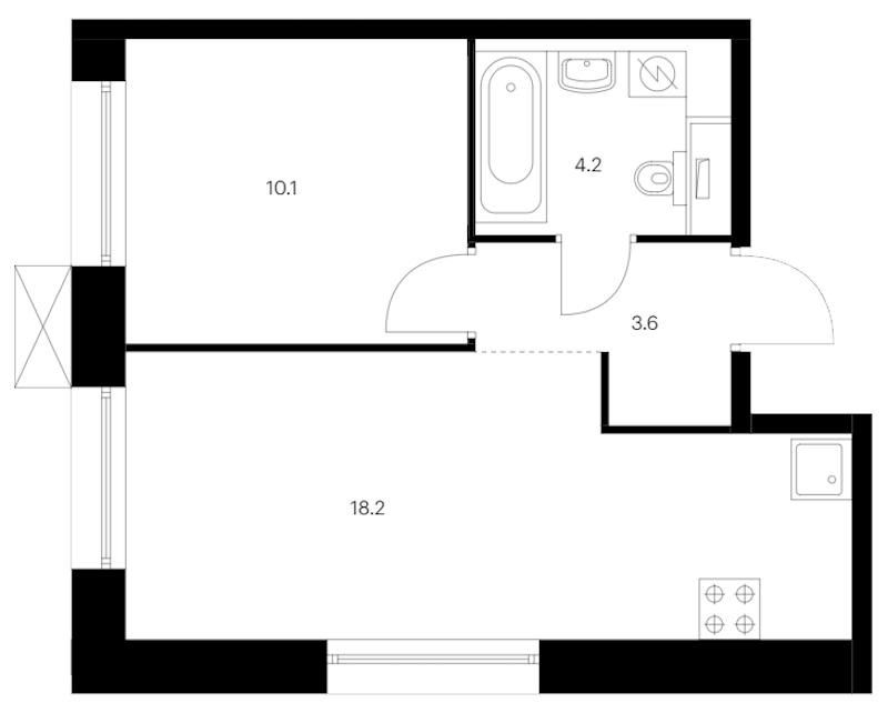 1-комнатная квартира 36.1 м², 2/14 эт., ЖК «Аэронавт»