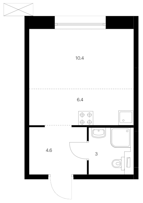 Квартира студия 24.4 м², 6/14 эт., ЖК «Аэронавт»